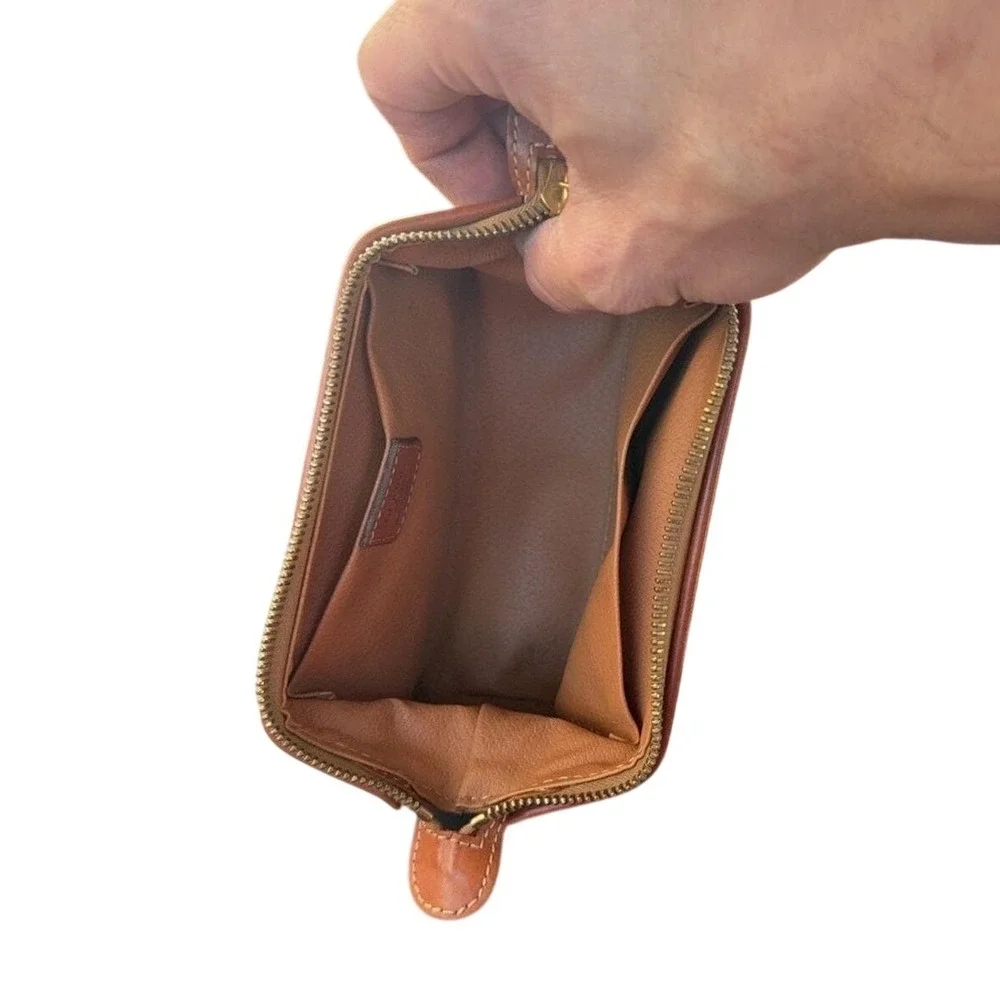 Celine vanity case pouch brown leather and beige coated canvas‎ small vintage